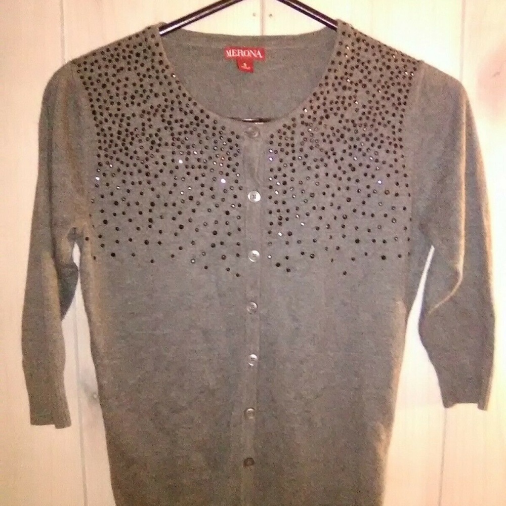 Women's Dark Grey 3/4 Sleeve Light Sweater Top